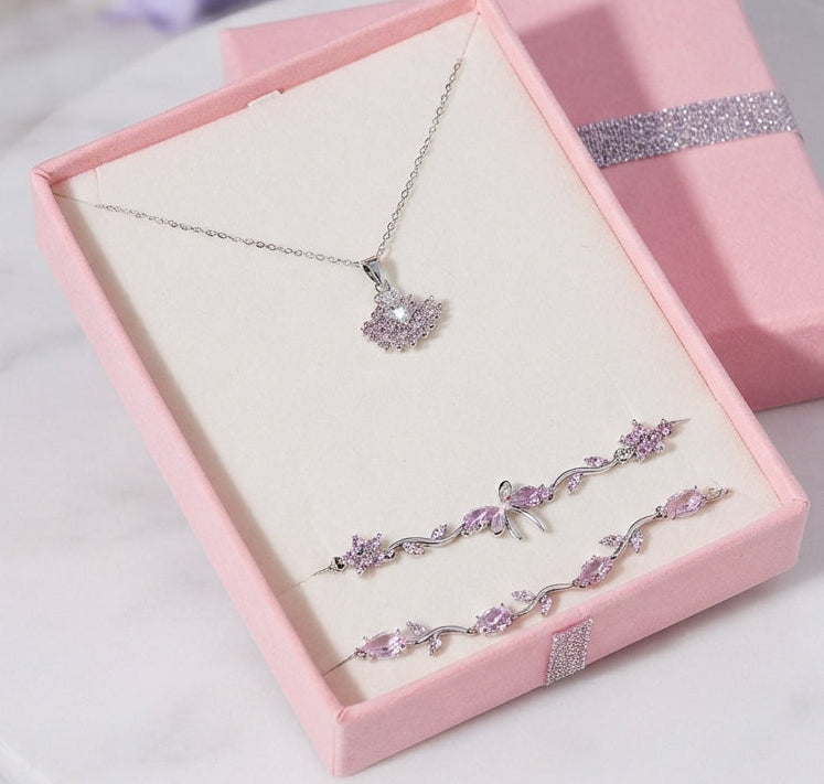 Parure Fleur , collier et bracelets 3 Piece